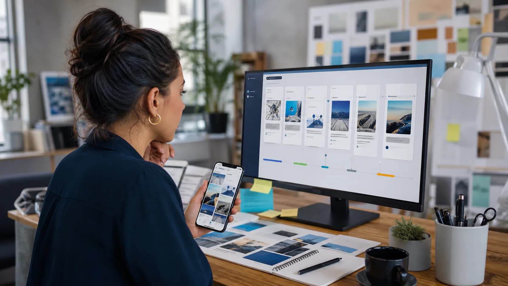 Social media manager reviewing a coordinated campaign workflow