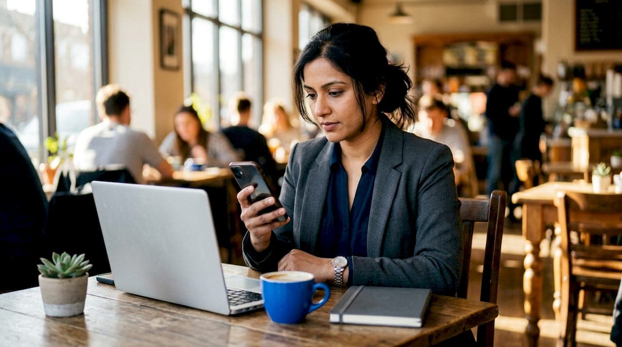 Woman converting an email to a support ticket at a home desk