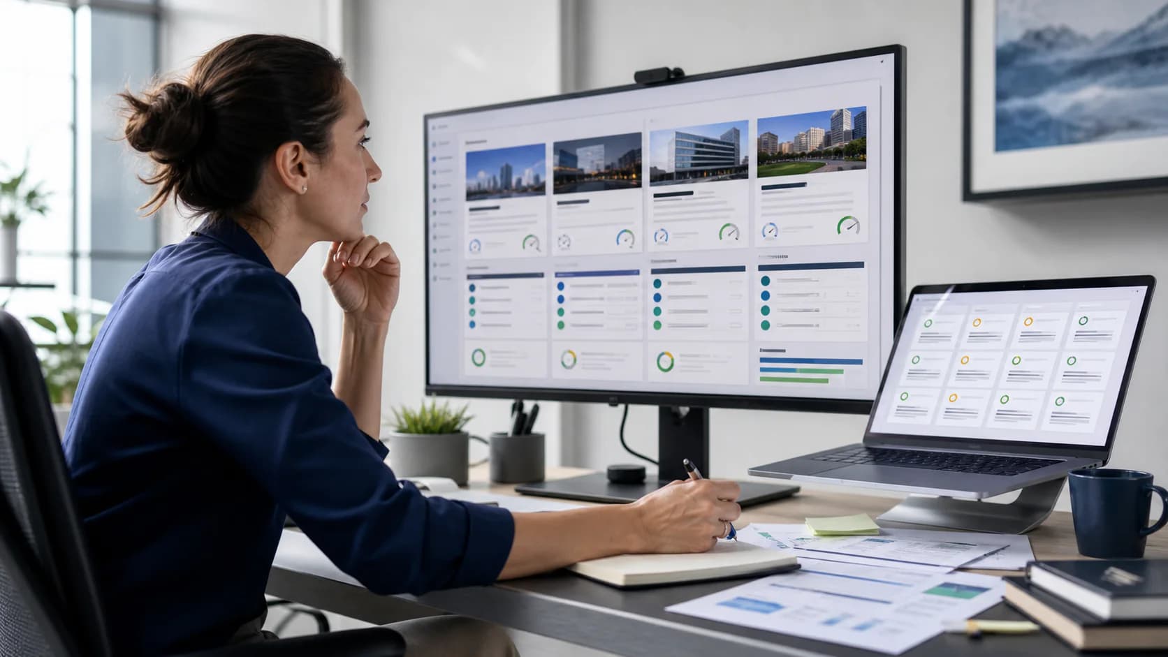 Business development researcher comparing public company evidence