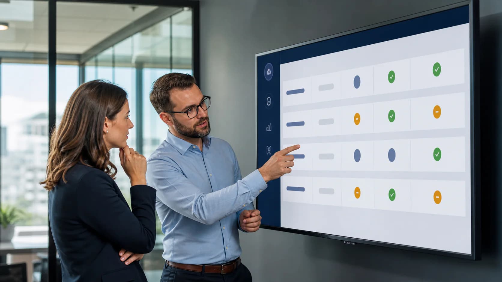 Sales team reviewing a transparent B2B lead qualification matrix